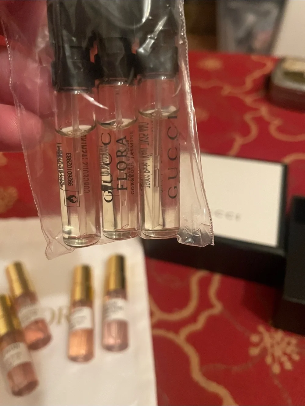 Dior La Collection Privée Travel Spray Vial Set - Pink with Gold Caps and Gucci